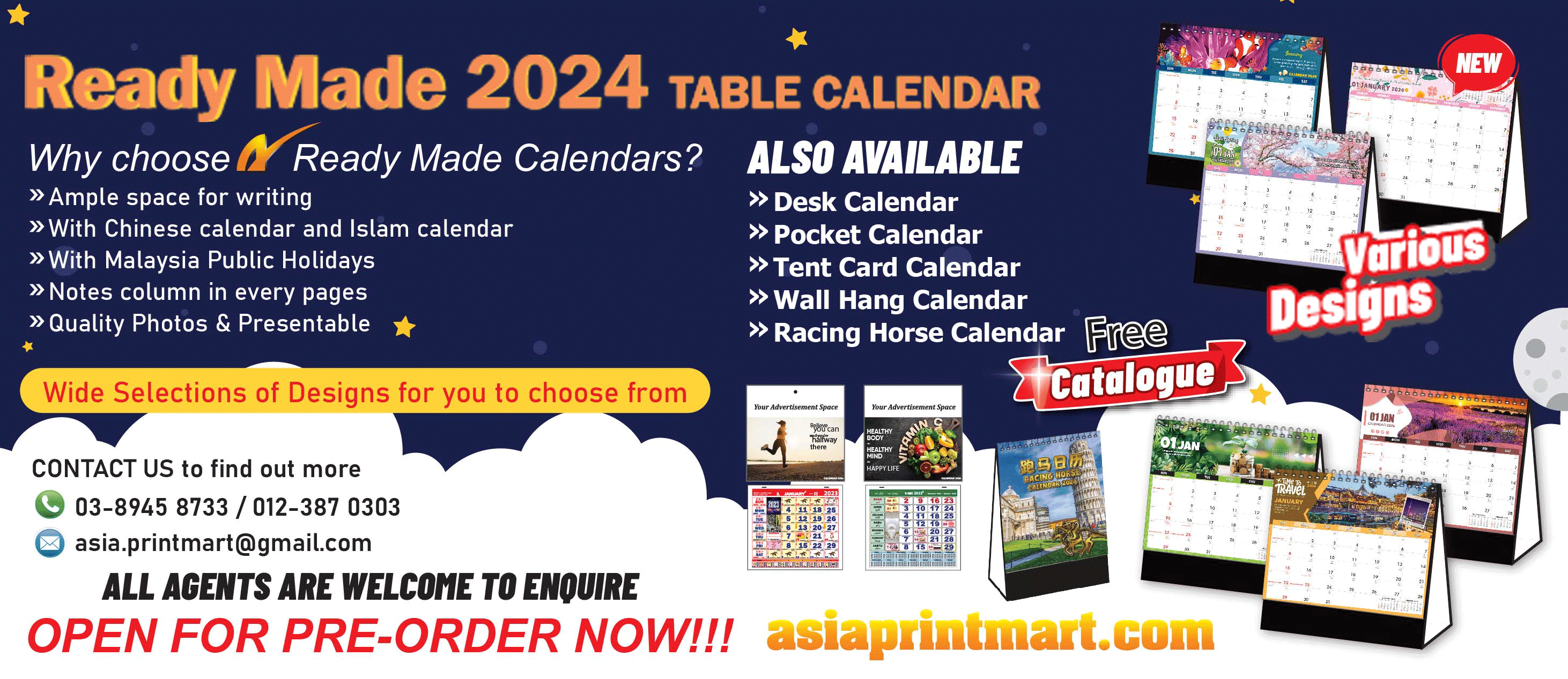 Custom Made Table Calendars 2024 | Print 2024 Desk Calendars | Print 2024 Ready Made Table Calendars | Cetak Kalendar Meja 2024 | Calendars Company Malaysia